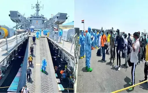 नौसेना के पोत से ईरान से स्वदेश लौटे 233 भारतीय नागरिक