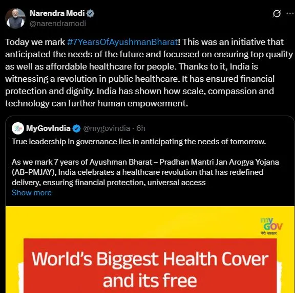 'आयुष्मान भारत' ने सार्वजनिक स्वास्थ्य सेवा में क्रांति ला दी है: प्रधानमंत्री