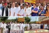 छात्रों पर पुलिस की कार्रवाई के खिलाफ़ विपक्ष ने संसद परिसर में विरोध प्रदर्शन किया