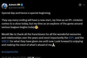 अश्विन ने आईपीएल से संन्यास की घोषणा की