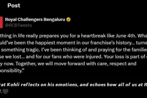 विराट कोहली ने 'बेंगलूरु भगदड़' पर कहा- 'सबसे खुशी का पल दु:खद में बदल गया' 