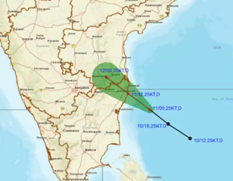 उत्तरी तमिलनाडु, दक्षिण आंध्र प्रदेश के बीच के तट को पार करेगा बंगाल की खाड़ी पर बना दबाव