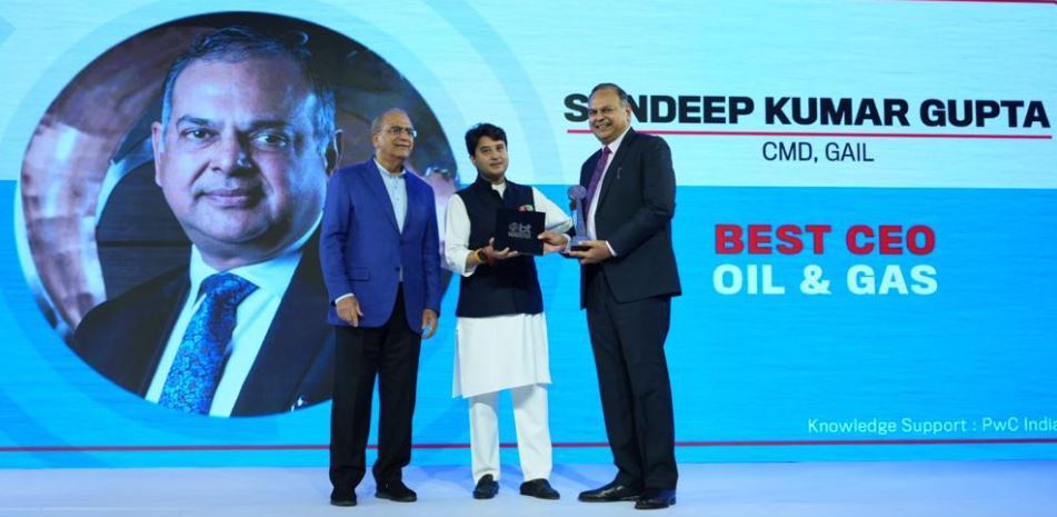 गेल के अध्यक्ष व प्रबंध निदेशक संदीप गुप्ता को तेल और गैस क्षेत्र के लिए 'सर्वश्रेष्ठ सीईओ' का पुरस्कार